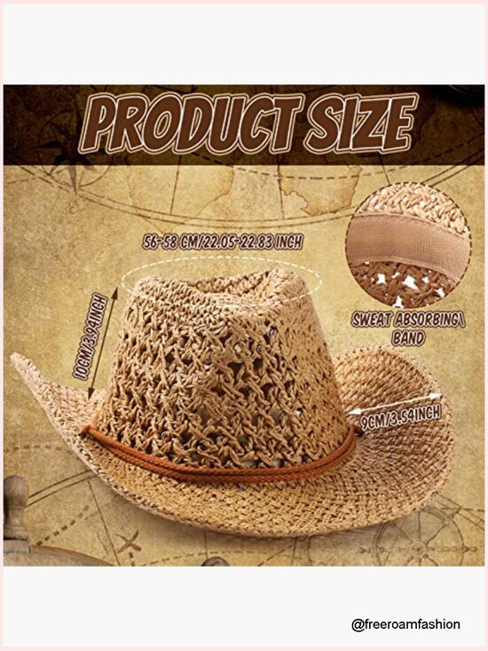4 Pack Straw Cowgirl Cowboy Party Hats Western Theme Props main image 6